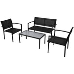 HKH 4 Pcs Conjunto Lounge para Jardim Textilene - Preto