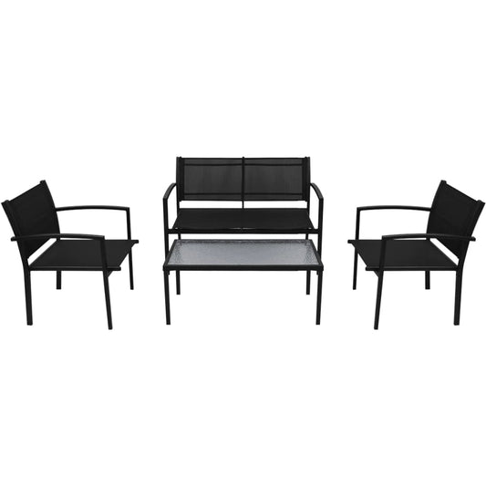 HKH 4 Pcs Conjunto Lounge para Jardim Textilene - Preto