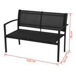 HKH 4 Pcs Conjunto Lounge para Jardim Textilene - Preto