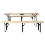 HKH Mesa de Cerveja Dobrável C/ 2 Bancos 220 Cm Madeira de Abeto - Marrom