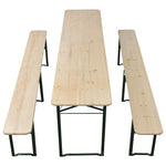 HKH Mesa de Cerveja Dobrável C/ 2 Bancos 220 Cm Madeira de Abeto - Marrom