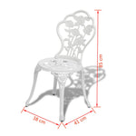 HKH 3 Pcs Conjunto Bistrô Alumínio Fundido - Branco