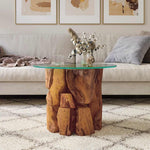 HKH Mesa de Centro 60 Cm em Madeira Flutuante de Teca Maciça