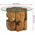 HKH Mesa de Centro 60 Cm em Madeira Flutuante de Teca Maciça