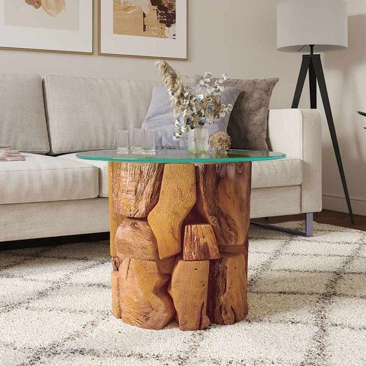 HKH Mesa de Centro 60 cm en Madera Flotante de Teca Maciza