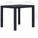 HKH Mesa de Jardim Plástico C/ Aspeto de Vime - Antracite