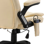 Silla de Oficina HKH con Función Masaje Cuero Sintético - Crema