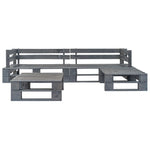 HKH 4 Pcs Conjunto Lounge de Jardim Paletes Madeira Cinzento - Cinzeto