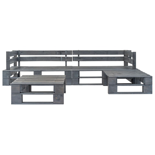 HKH 4 Pcs Conjunto Lounge de Jardim Paletes Madeira Cinzento - Cinzeto