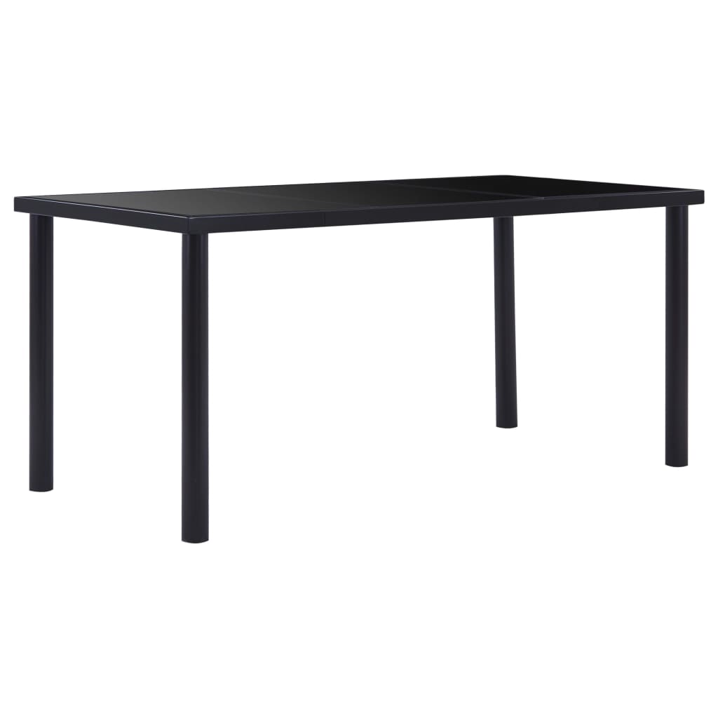 Mesa de Comedor HKH de Cristal Templado - Negro