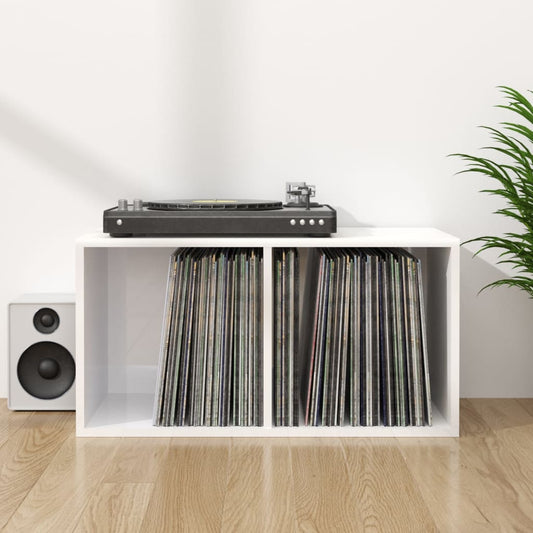 HKH Caixa Discos Vinil Derivado em Madeira Brilhante - 71x34x36cm - Branco