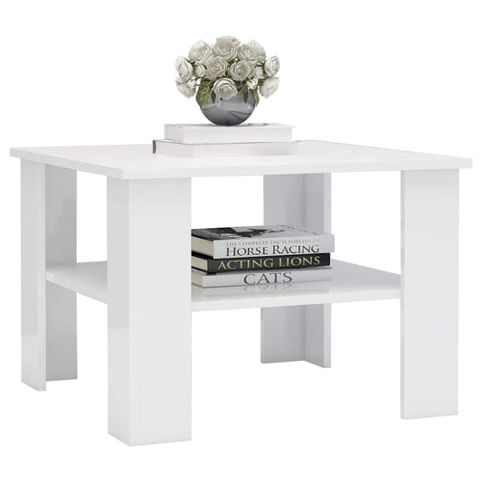 HKH Mesa de centro de madera brillante - Blanco