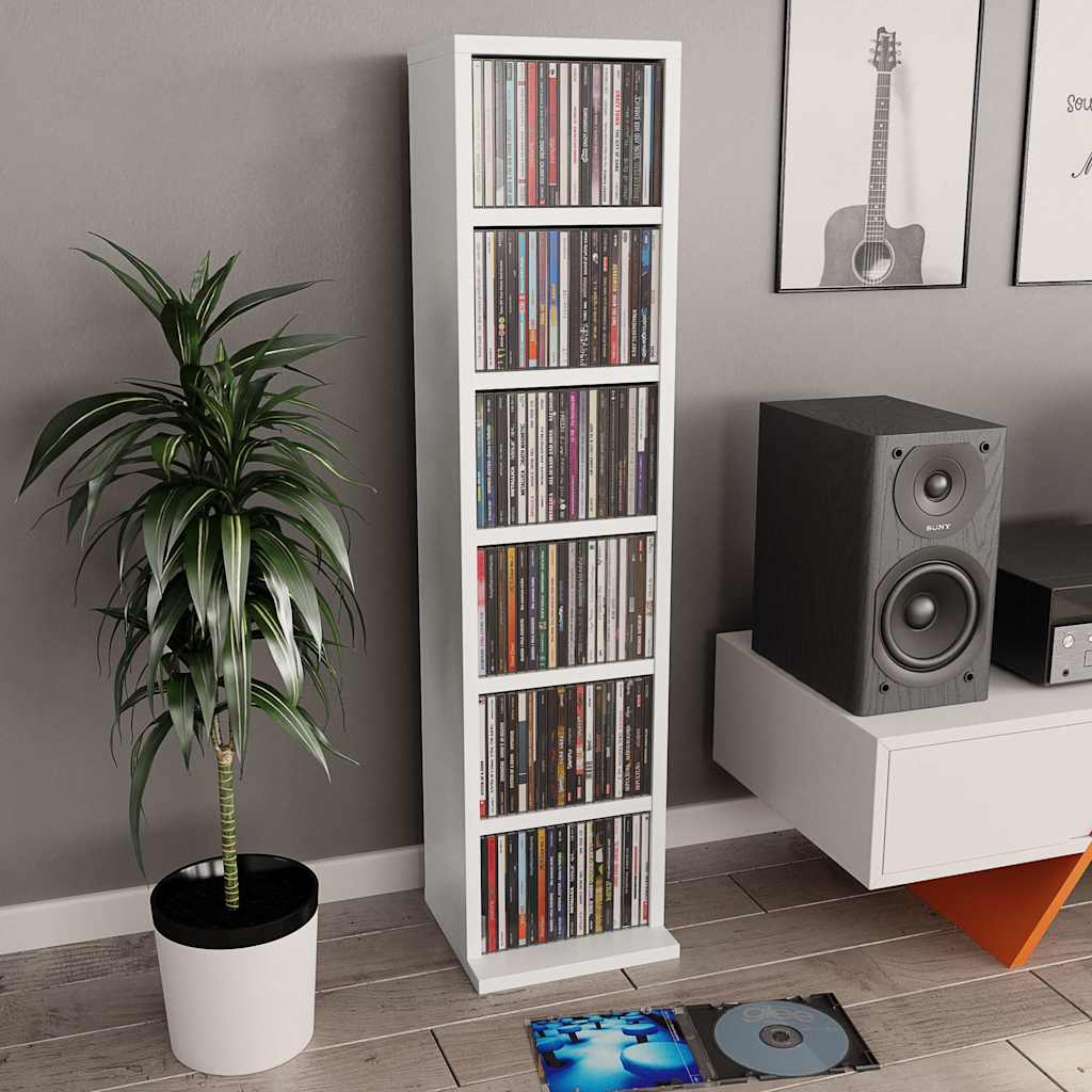 HKH Armario para CD - 21x20x88 Cm - Blanco