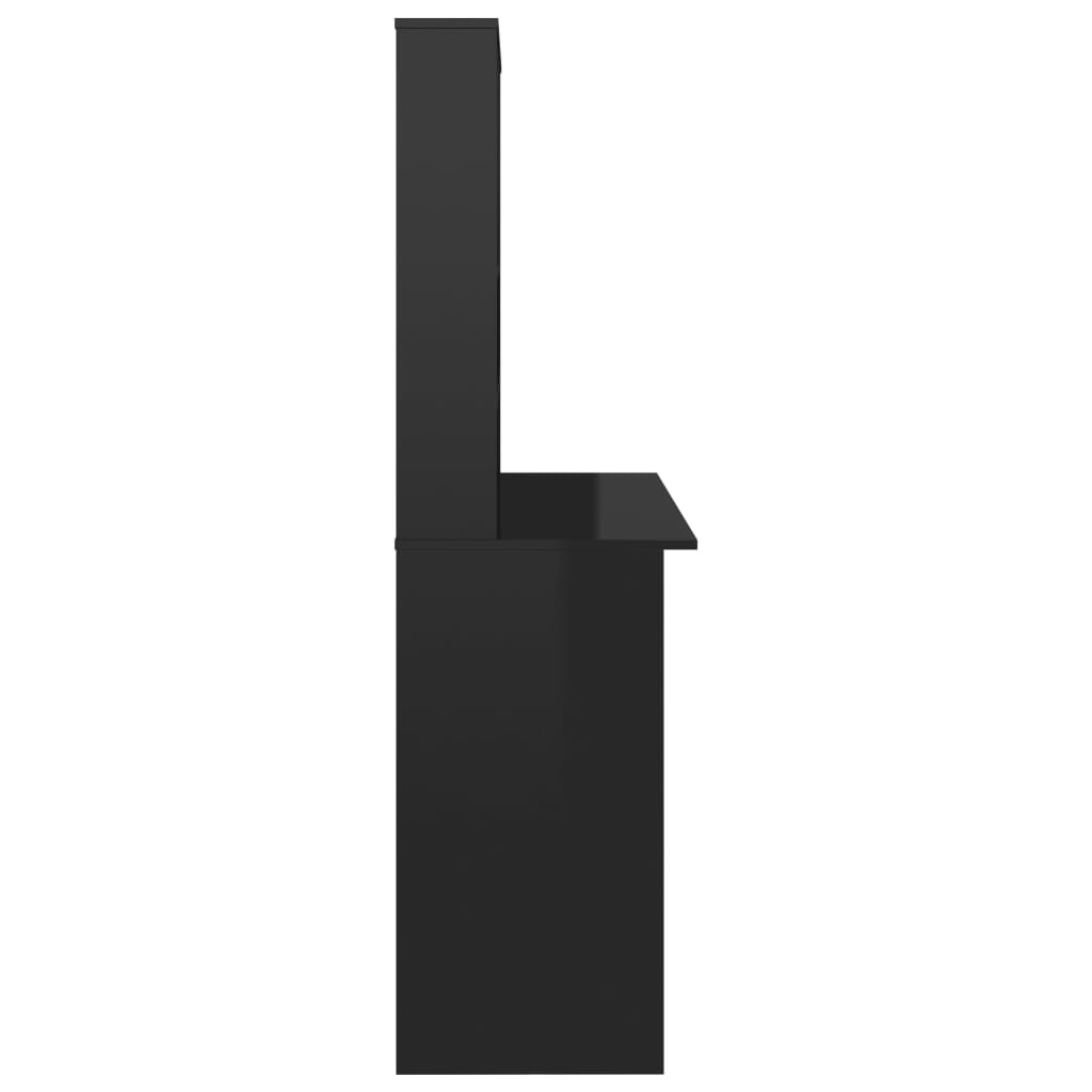 HKH Secretária C/ Prateleiras Contrap. Brilhante - Preto