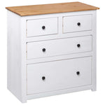 HKH Aparador Rústico em Madeira de Pinho Maciça com 2 Gavetas 80 X 40 X 83 Cm - Branco e Cor de Madeira Natural