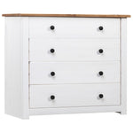 HKH Móvel Lateral em Pinho Maciço com 4 Gavetas 80 X 40 X 73 Cm - Branco e Cor de Madeira