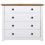 HKH Móvel Lateral em Pinho Maciço com 4 Gavetas 80 X 40 X 73 Cm - Branco e Cor de Madeira