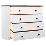 HKH Móvel Lateral em Pinho Maciço com 4 Gavetas 80 X 40 X 73 Cm - Branco e Cor de Madeira