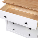 HKH Móvel Lateral em Pinho Maciço com 4 Gavetas 80 X 40 X 73 Cm - Branco e Cor de Madeira