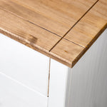 HKH Móvel Lateral em Pinho Maciço com 4 Gavetas 80 X 40 X 73 Cm - Branco e Cor de Madeira