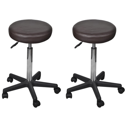 HKH Bancos de Escritório 2 pcs 35,5x84 cm em Couro Artificial - Castanho