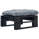 HKH Otomano de Paletes com Almofadão Madeira Preto - Cinzento