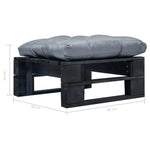 HKH Otomano de Paletes com Almofadão Madeira Preto - Cinzento