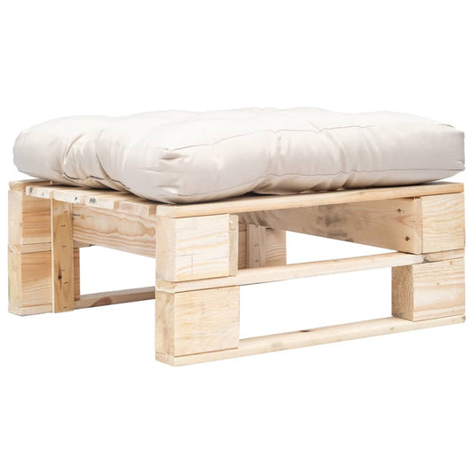 HKH Otomano de Paletes com Almofadão Cor Areia Madeira Natural - Marrom