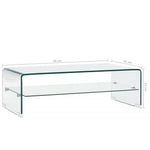 HKH Mesa de Centro Temperado Transparente em Vidro