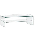 HKH Mesa de Centro Temperado Transparente em Vidro