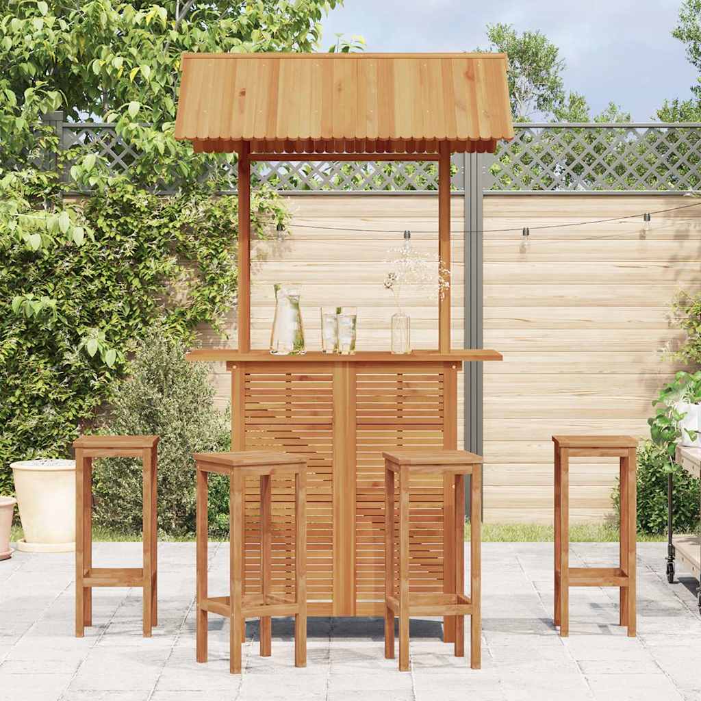 HKH Mesa de Bar Exterior C/ Techo 113x106x217 Cm Acacia Maciza - Marrón