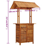 HKH Mesa de Bar Exterior C/ Telhado 113x106x217 Cm Acácia Maciça - Marrom