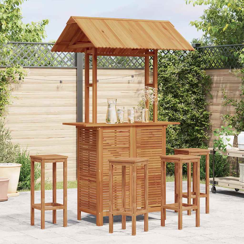 HKH Mesa de Bar Exterior C/ Techo 113x106x217 Cm Acacia Maciza - Marrón