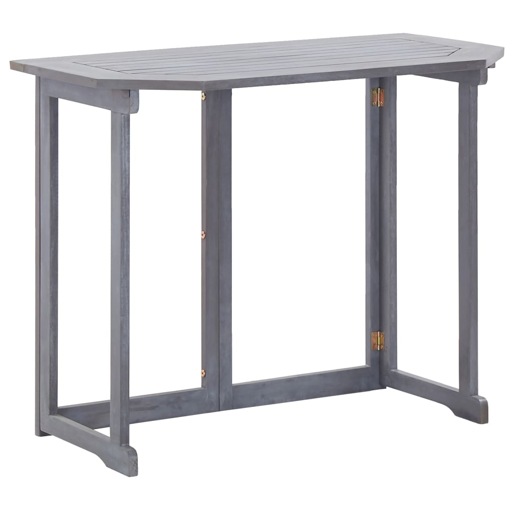 HKH Mesa de Varanda Dobrável 90x50x74 Cm Madeira de Acácia Maciça - Cinzento