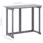 HKH Mesa de Varanda Dobrável 90x50x74 Cm Madeira de Acácia Maciça - Cinzento