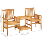 HKH Cadeiras de Jardim C/ Mesa de Centro 159x61x92 Cm Acácia Maciça - Marrom