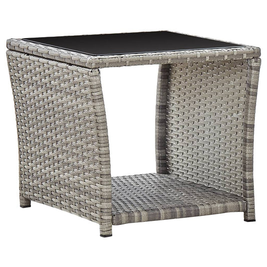 HKH Mesa de Centro 45x45x40 Cm Vime Pe e Vidro - Cinzento
