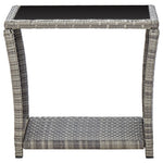 HKH Mesa de Centro 45x45x40 Cm Vime Pe e Vidro - Cinzento