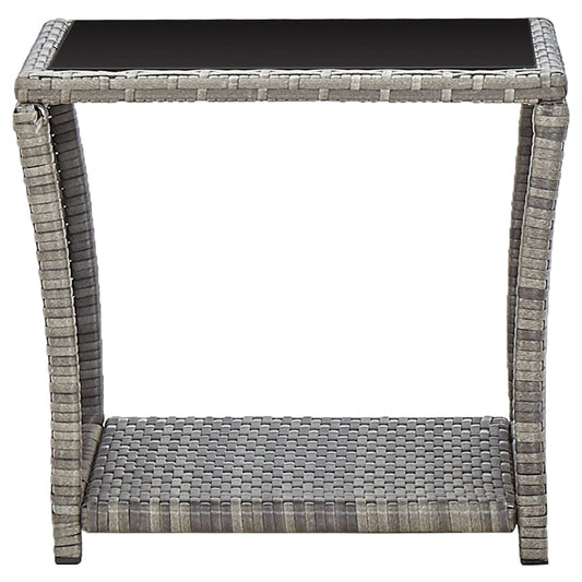 HKH Mesa de Centro 45x45x40 Cm Vime Pe e Vidro - Cinzento