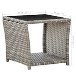 HKH Mesa de Centro 45x45x40 Cm Vime Pe e Vidro - Cinzento