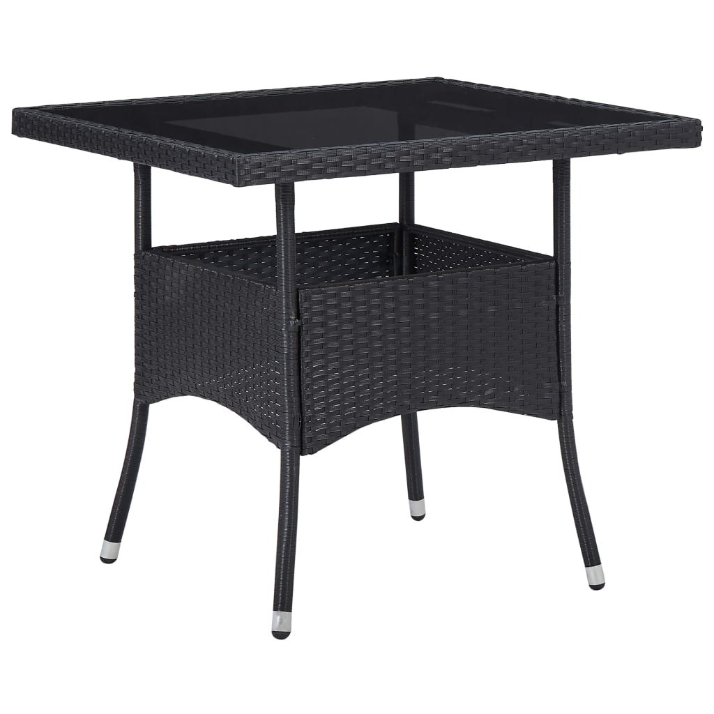 HKH Mesa de Jantar para Exterior Vime Pe e Vidro - Preto