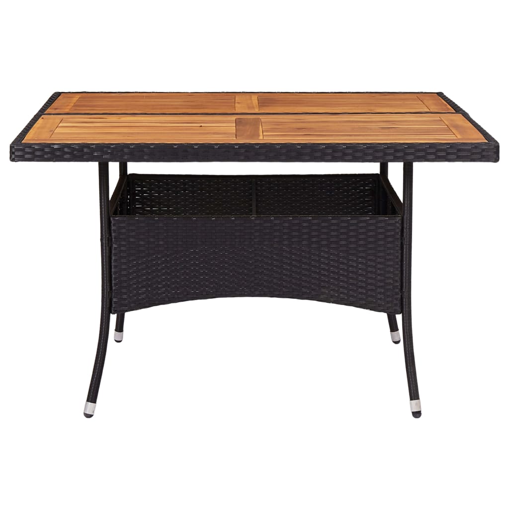 HKH Mesa de Jantar para Exterior Vime Pe e Madeira Maciça Preta - Preto