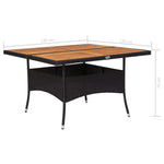 HKH Mesa de Jantar para Exterior Vime Pe e Madeira Maciça Preta - Preto