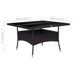 HKH Mesa de Jantar para Exterior Vime Pe e Vidro - Preto