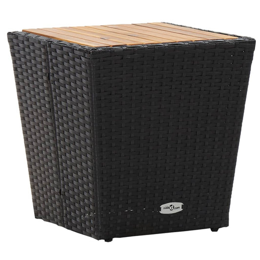 HKH Mesa de Chá 41,5x41,5x43 Cm Vime Pe e Acácia Maciça - Preto