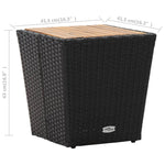 HKH Mesa de Chá 41,5x41,5x43 Cm Vime Pe e Acácia Maciça - Preto