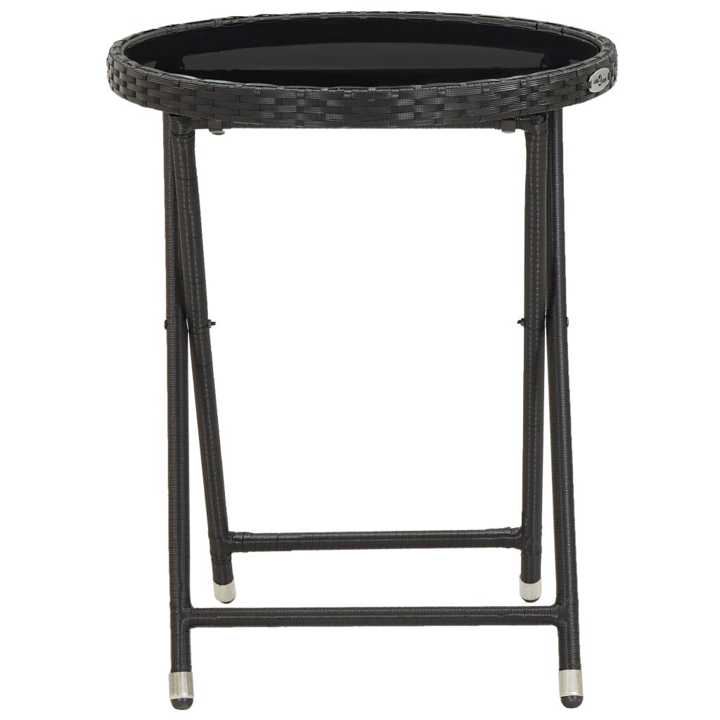 HKH Mesa de Chá 60 Cm Vime Pe e Vidro Temperado - Preto