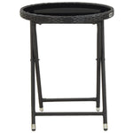 HKH Mesa de Chá 60 Cm Vime Pe e Vidro Temperado - Preto