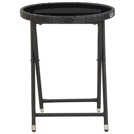 HKH Mesa de Chá 60 Cm Vime Pe e Vidro Temperado - Preto
