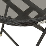 HKH Mesa de Chá 60 Cm Vime Pe e Vidro Temperado - Preto